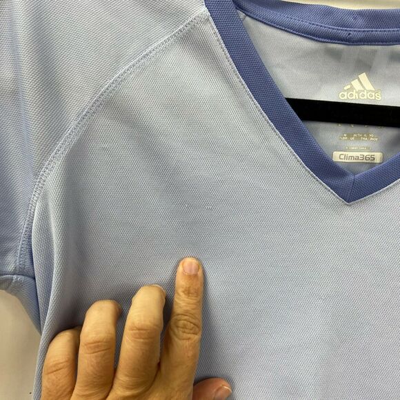 2/$30 Adidas XS Womens Light Blue Purple Athletic V-neck Tee - Picture 4 of 9
